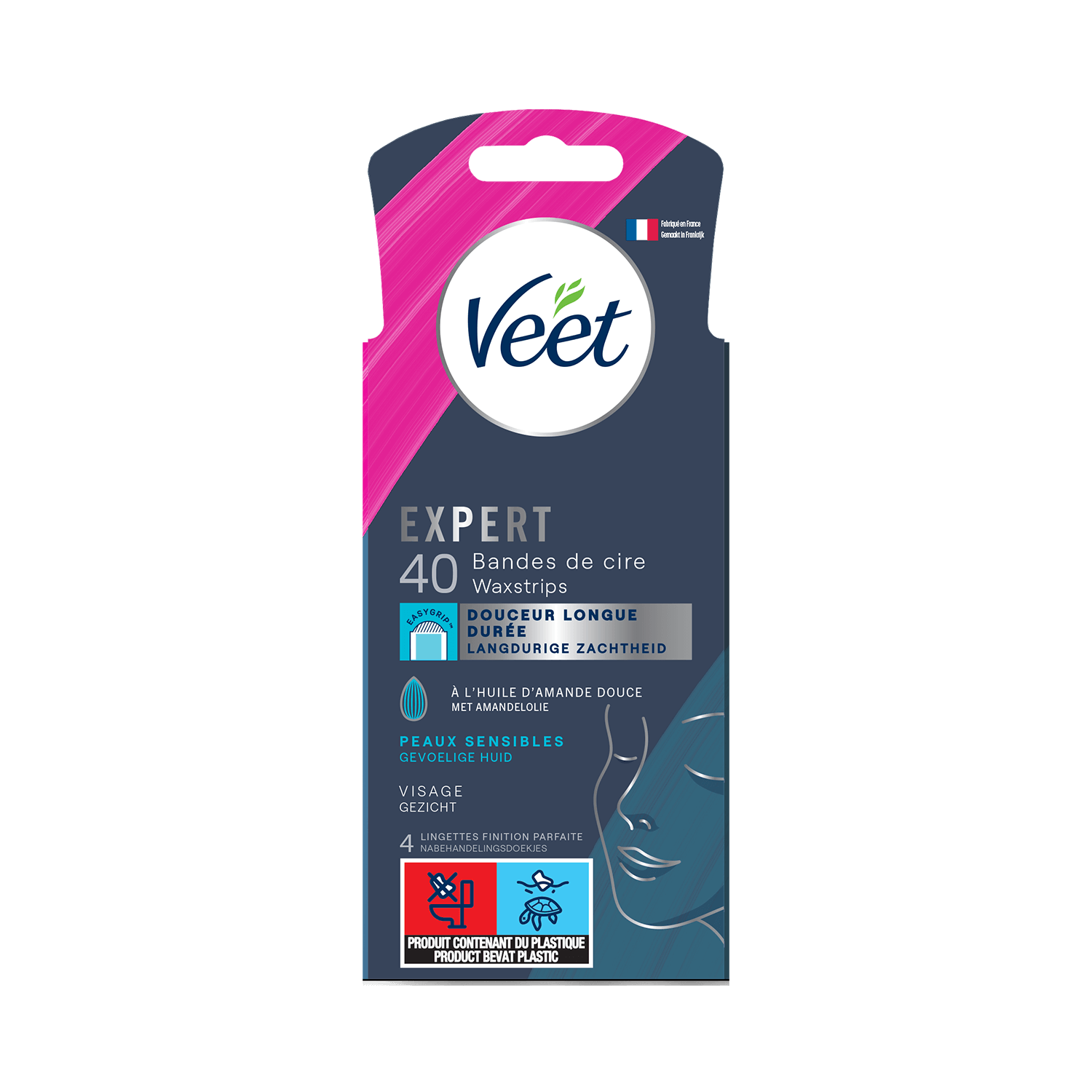 Veet Expert Bandes de cire froide peaux sensibles - Visage x40 | Veet